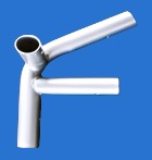 1 3/8" High Peak Right Side Reinforced End - 4 Way Fitting (HP4J2-138) - Tarps.com