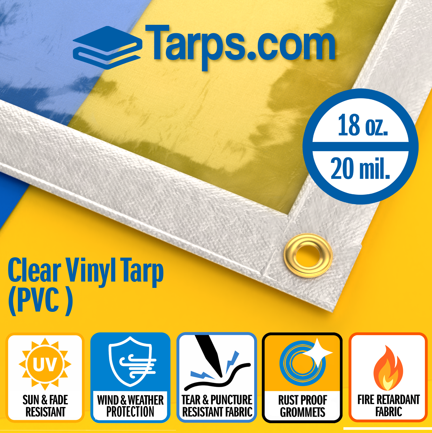 Clear Vinyl PVC Tarps - Fire Retardant - 18 oz
