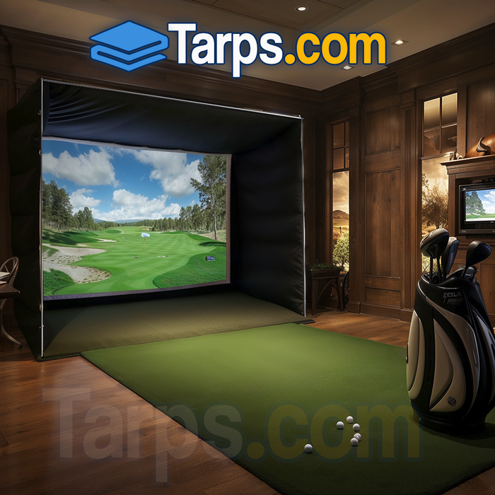 8' x 12' Golf Simulation Enclosure Kit with Screen & Side Panels - Tarps.com