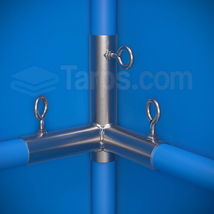 1 3/8" Flat Open Corner (slides up leg) - 3 Way Fitting (FO3-138) - Tarps.com