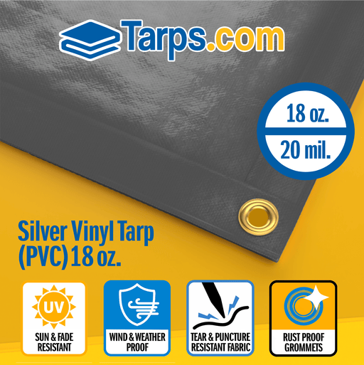 Silver Vinyl PVC Tarps - 18 oz - Tarps.com