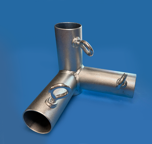 1 5/8" Flat Open Corner - 3 Way Fitting (FO3-158) - Tarps.com