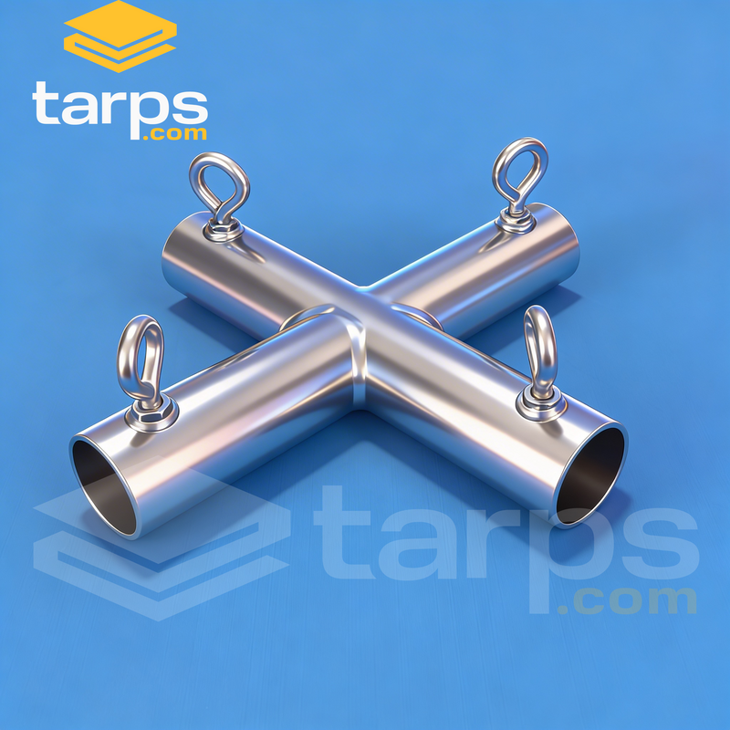 Load image into Gallery viewer, 1 5/8" Flat Cross - 4 Way Fitting (FX-158) - Tarps.com
