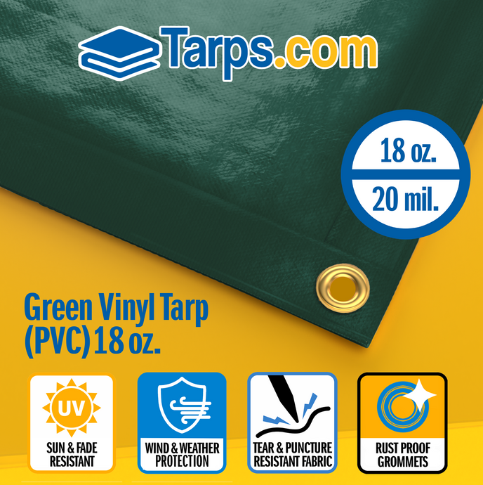 Green Vinyl PVC Tarps - 18 oz - Tarps.com