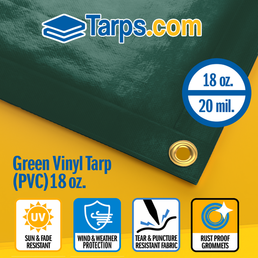 Green Vinyl PVC Tarps - 18 oz - Tarps.com
