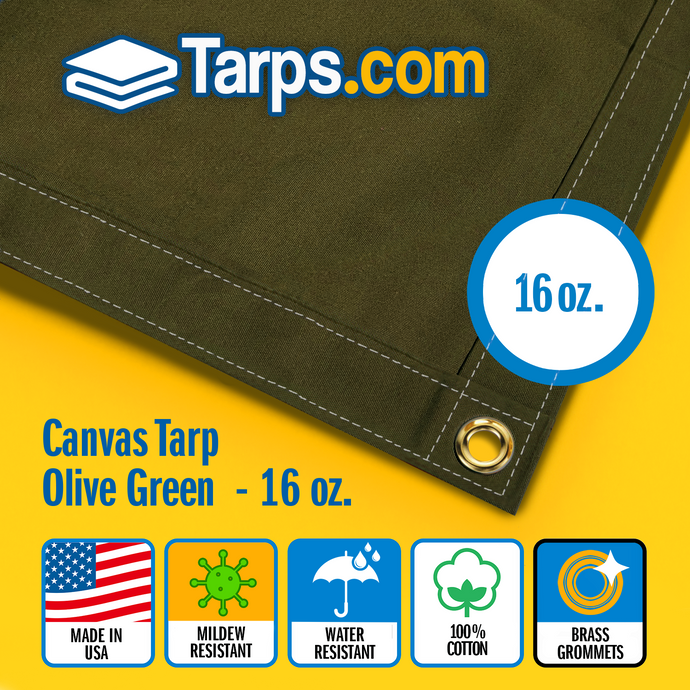 Olive Green Canvas Tarps - 16 oz - Tarps.com