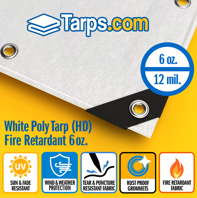 White Heavy Duty Poly Tarps - Fire Retardant - Tarps.com