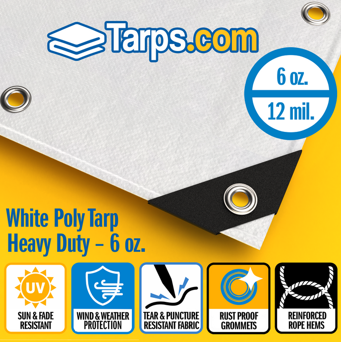 White Heavy Duty Poly Tarps - Tarps.com