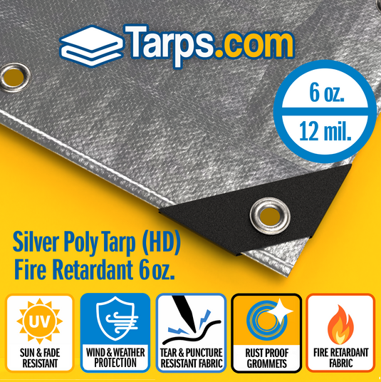 Silver Heavy Duty Poly Tarps - Fire Retardant - Tarps.com