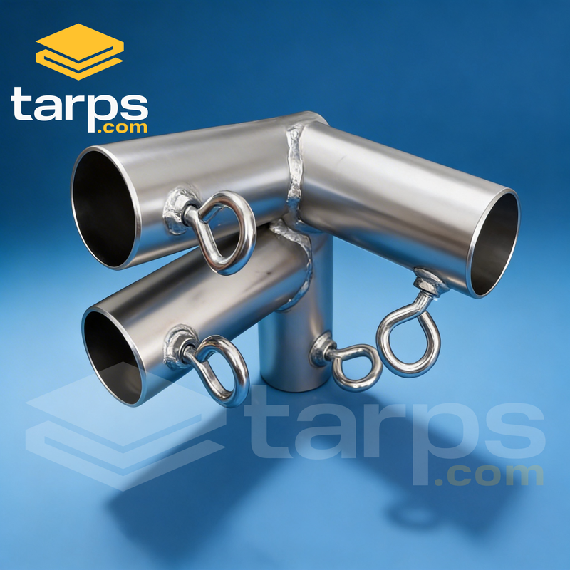 Load image into Gallery viewer, 1 5/8" Low Peak Left Side Reinforced End - 4 Way Fitting (P4J1-158) - Tarps.com
