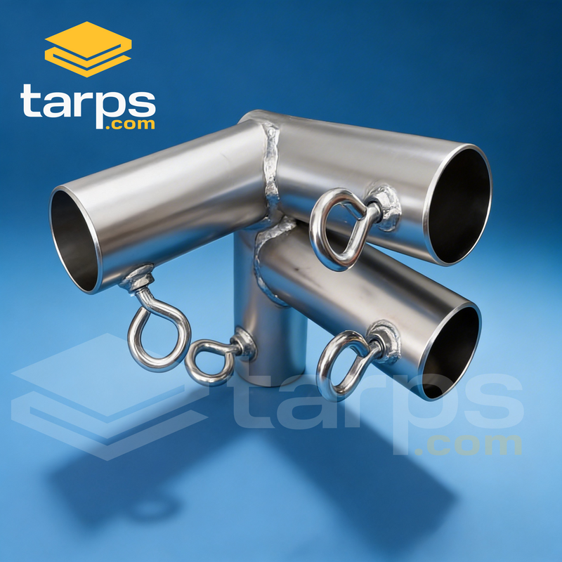 Load image into Gallery viewer, 1 5/8" Low Peak Right Side Reinforced End - 4 Way Fitting (P4J2-158) - Tarps.com
