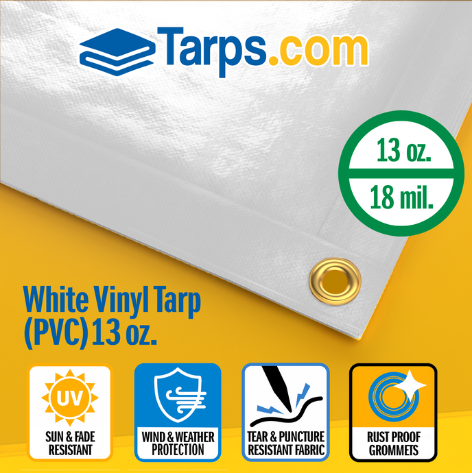 White Vinyl PVC Tarps - 13 oz - Tarps.com