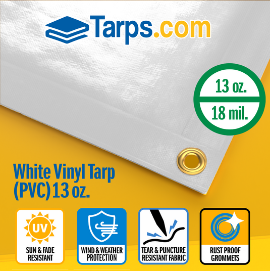 White Vinyl PVC Tarps - 13 oz - Tarps.com
