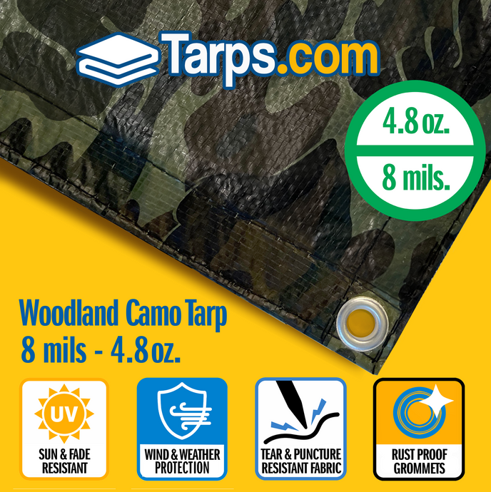 Woodland Camouflage Medium Duty Poly Tarps - Tarps.com