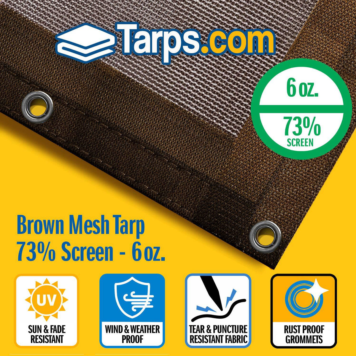 Weather Guard 5.8-Oz. Extreme-Duty Nylon Mesh Tarp, Brown