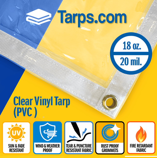 Clear Vinyl PVC Tarps - Fire Retardant - 18 oz - Tarps.com