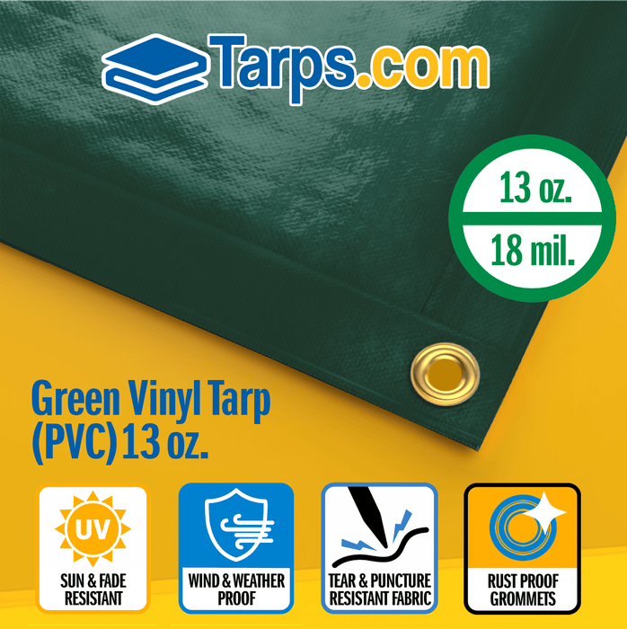 Green Vinyl PVC Tarps - 13 oz - Tarps.com