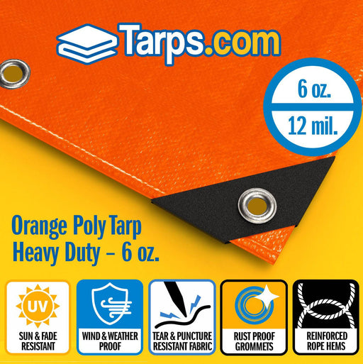 Orange Heavy Duty Poly Tarps - Tarps.com