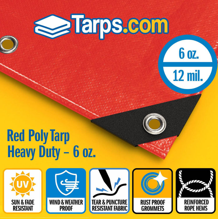 Red Heavy Duty Poly Tarps - Tarps.com
