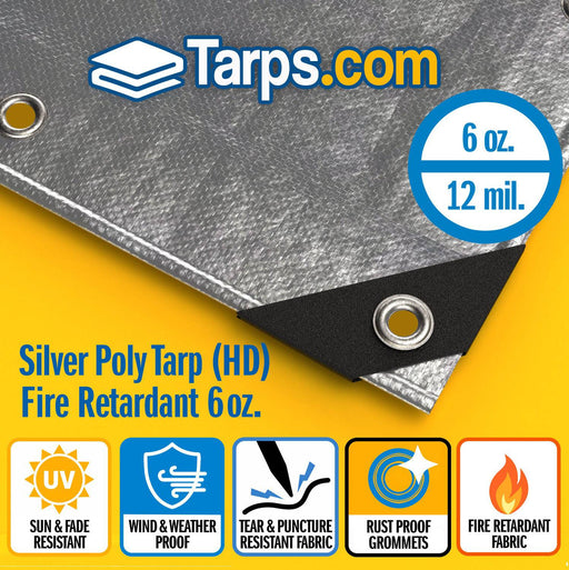 Silver Heavy Duty Poly Tarps - Fire Retardant - Tarps.com