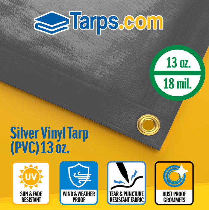 Silver Vinyl PVC Tarps - 13 oz - Tarps.com