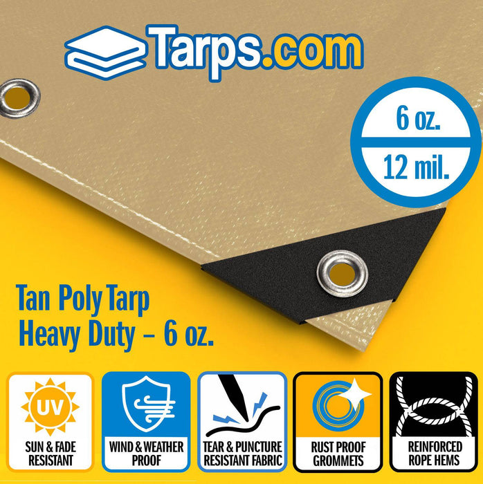 Tan Heavy Duty Poly Tarps - Tarps.com