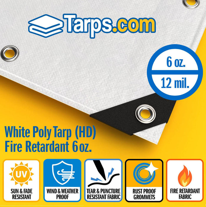 White Heavy Duty Poly Tarps - Fire Retardant - Tarps.com