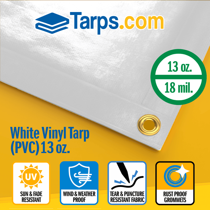 White Vinyl PVC Tarps - 13 oz - Tarps.com