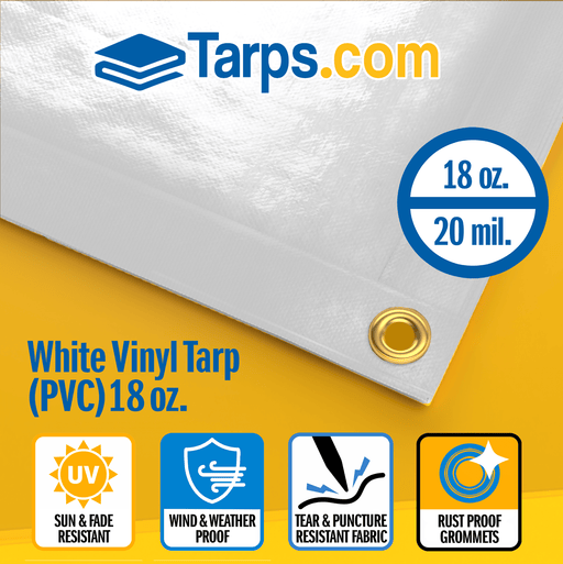 White Vinyl PVC Tarps - 18 oz - Tarps.com