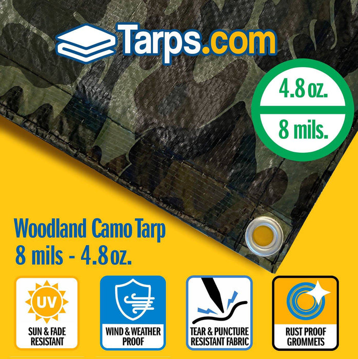 Woodland Camouflage Medium Duty Poly Tarps - Tarps.com