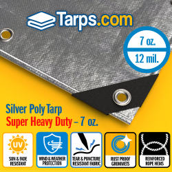 Silver Super Heavy Duty Poly Tarps - Tarps.com